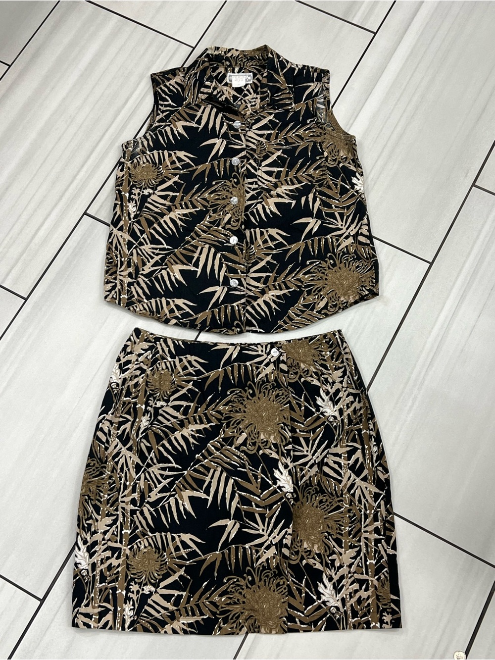 Vintage 70s/80s Key West Hand Print Fashions 2-Piece Set - 100% Cotton Tropical